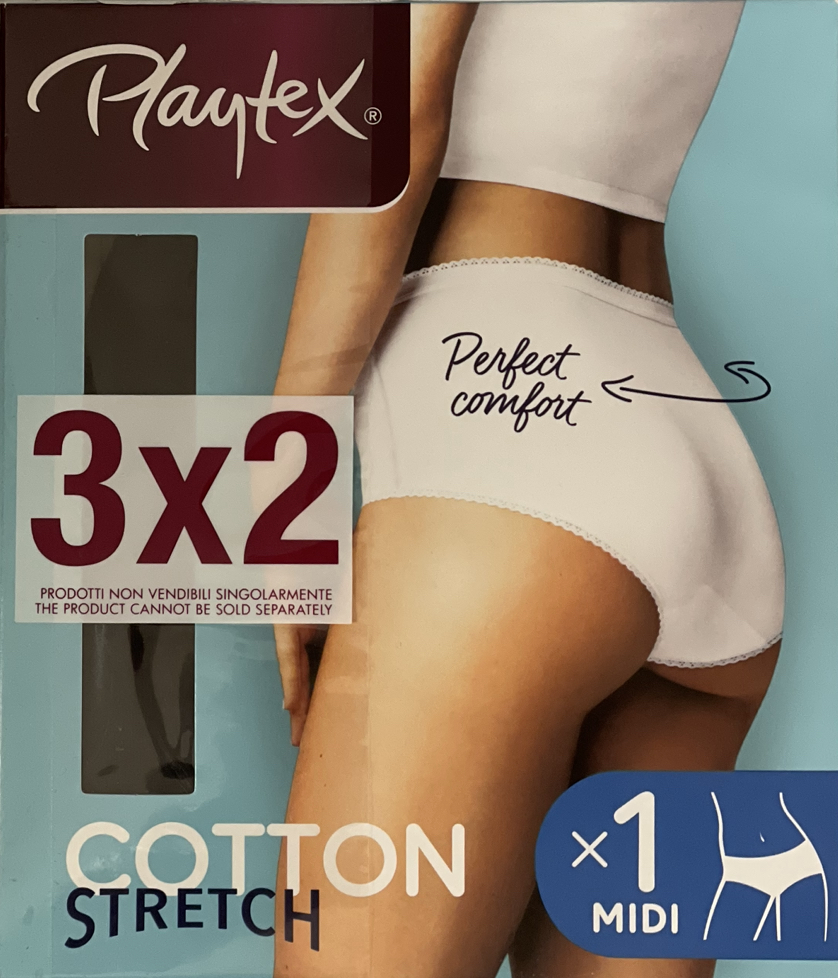 Playtex P00BP Confezione da 3 Slip Donna Midi Cotone elasticizzato - Martex  - Intimo e biancheria Isernia