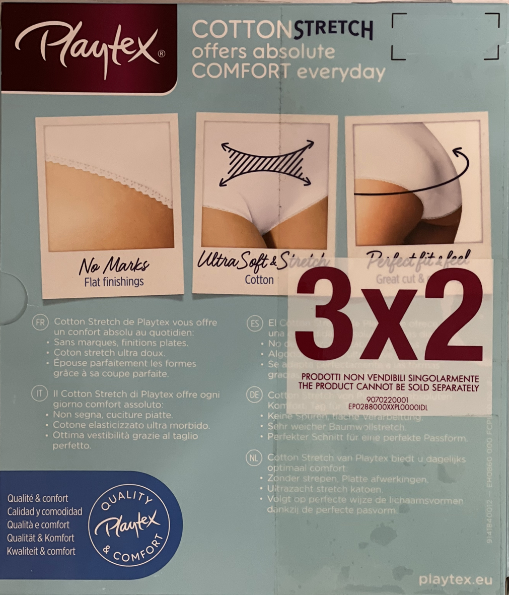 Playtex P00BP Confezione da 3 Slip Donna Midi Cotone elasticizzato